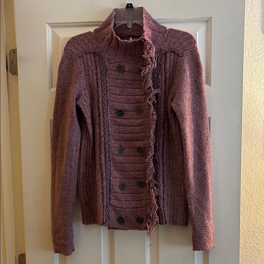 Free People Mauve Button-Up Sweater